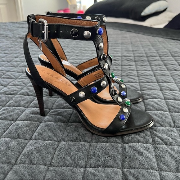 Coach High Heels Women 7 Shoes Studded Y2k Isabel Strappy Ankle Strap Open toe - Picture 1 of 8